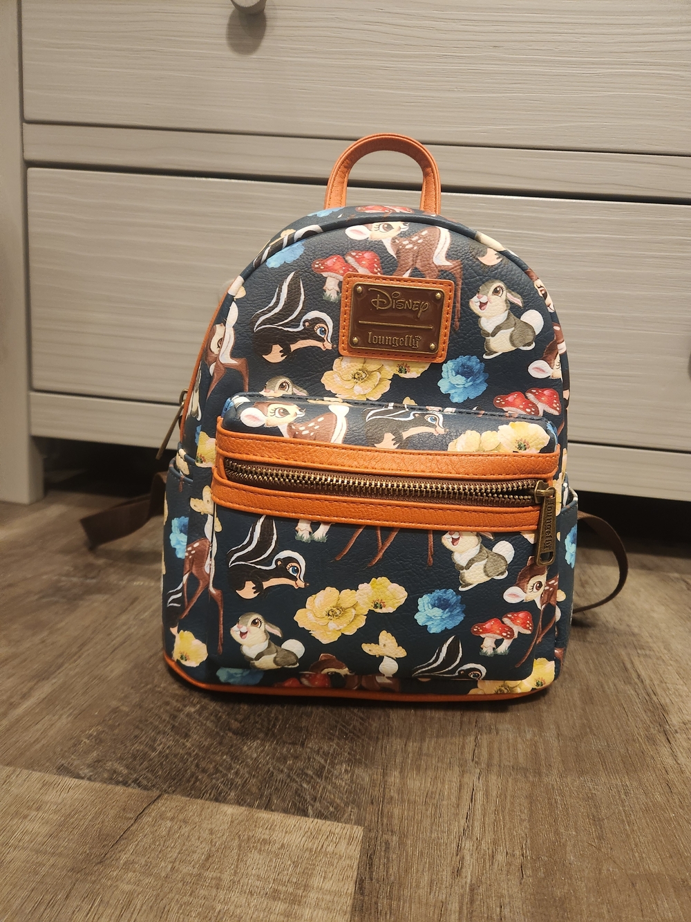 Loungefly Disney Bambi Floral Mini Backpack - Navy with Tan Trim